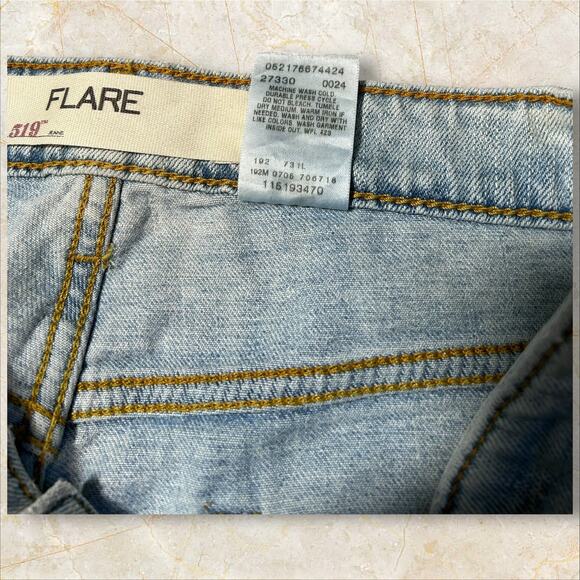 Levis 519 Vintage Y2K Women Jeans 9L Flare Leg Light Blue Denim Retro Style V06 - Picture 3 of 4